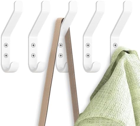 GlazieVault Coat Hooks – Door Hooks (5 Pack) -Heavy Duty Wall Mounted - Premium Design Rust Free Hooks by GlazieVault