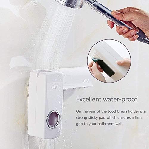 Toothpaste Dispenser and Toothbrush Holder Set, Wall Mounted Automatic Toothpaste Squeezer and Toothbrush Organizer Holder,Restroom Bathroom Accessories (5 Brushes Slots),White - Image 5