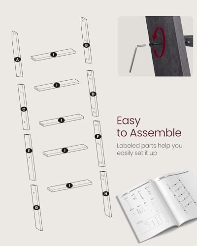 VASAGLE 5-Tier Blanket Ladder, Modern Basic Ladder Shelf - Image 4