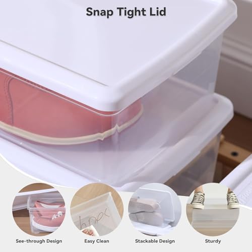 novelinks 8 Pack 6QT Plastic Storage Bins with Lids, Shoe Boxes (White) - Image 3