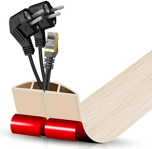 Floor Cord Cover Cavity 0.8"x0.37" Self Adhesive Cord Hider, 3.3FT Low Profile Cable Management, Extension Strip Protector for Wires, Prevent Cable Trips for Offices, Gyms, Exhibitions (Yellow Wood) by DBHXXMB-HH