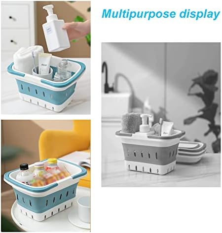 Foldable Plastic Shower Caddy Basket 2 Pcs, Portable and Durable Toiletries Caddy with Handles Ideal for Dorm, Bathroom, Cleaning, Kitchen, Camping, Waterproof, Easy to Clean (Grey 2 pack) - Image 4