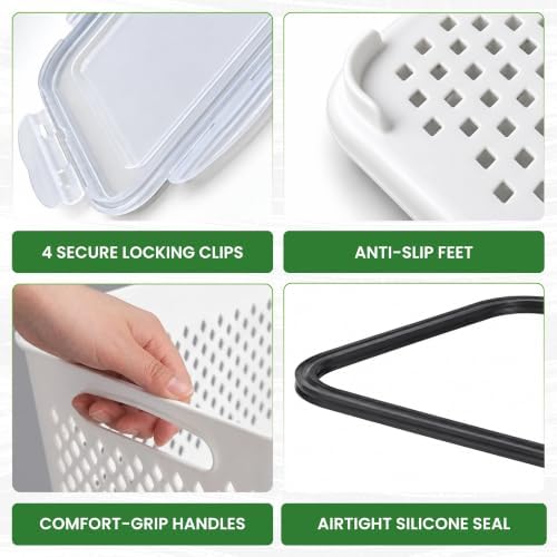 Plastic Fruit Storage Containers for Fridge,4 Pack Airtight Produce Keeper - Image 4