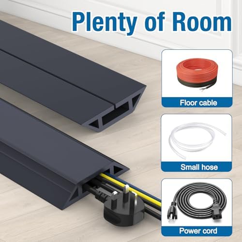 Eapele Floor Cord Cover 6.5ft Cord Covers for Wires on Floor, Heavy Duty Extension Cord Cover, Rubber Floor Cable Cover, Prevent Trip Hazard for Sidewalk Home Office Outdoor or Indoor Settings - Image 6