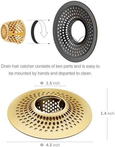 LKEYE Shower Drain Hair Catcher/Bathroom Drain Cover/Bathtub Drain Strainer/Shower Stall Drain Protector(Bronze) - Image 3