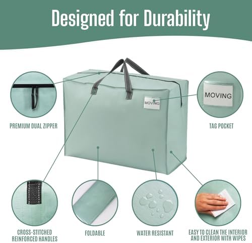 VENO Heavy Duty Moving Bags, Storage Bags, 27 Gallon, Light Green, 4 Pack - Image 5