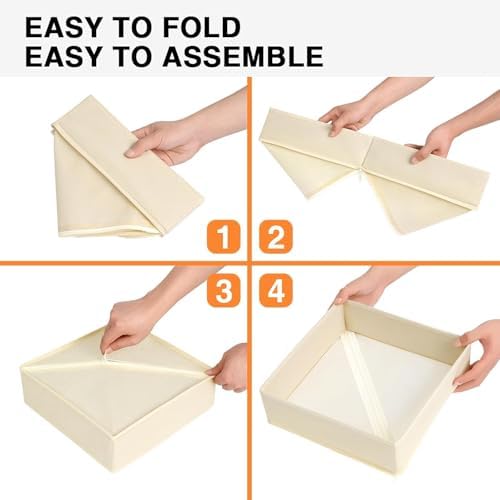 DIMJ Drawer Organizer Clothes 12 Pack - Foldable Baby Organizers and Storage & Dresser Organizer for Bedroom, Closet - Nursery Organization Dresser Dividers for underwear, Sock,Bra, Belt, Tie, Beige - Image 4