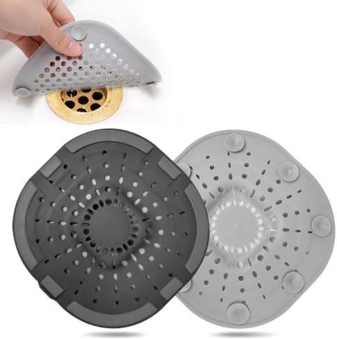 Bovinde Hair Drain Catcher Square for Shower 2 PCS (Traffic Black Grey) by Bovinde