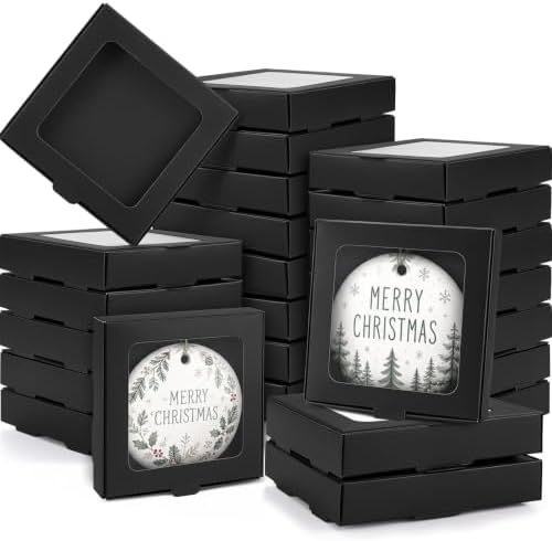 Dunzoom 25 Pcs Christmas Sublimation Blanks Ornament Gift Box, Black by Dunzoom