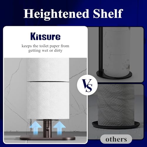 Kitsure Metal Toilet Paper Holder Free Standing, Medium, Brown - Image 4