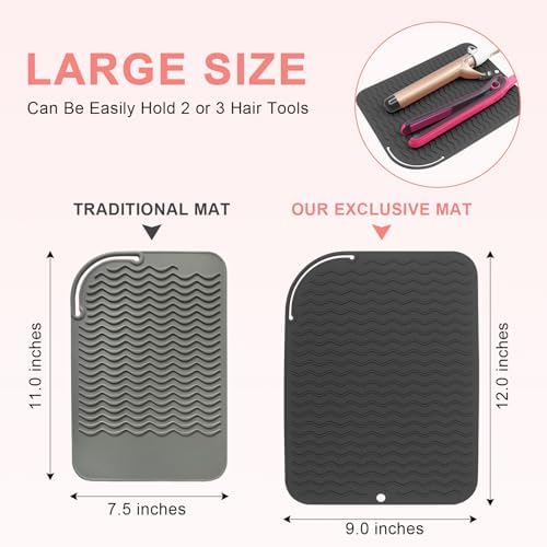 Suafrnut Plus Size Silicone Heat Resistant Mat for Hair Tools(12" x 9") - Image 4