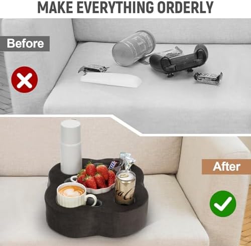 Couch Cup Holder Pillow, Sofa Organizer Caddy, Soot, 12x12x3.7Inch - Image 4
