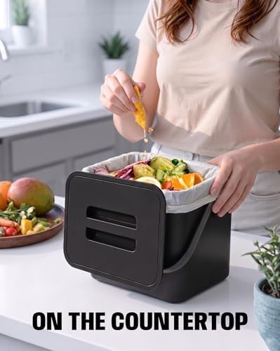 1.8 Gal Countertop Compost Bin, Hanging Trash Can 7L/Black - Image 5