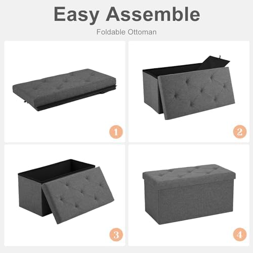 Sweetcrispy 30 Inch Folding Storage Ottoman Bench, Ottoman with Storage - Image 6