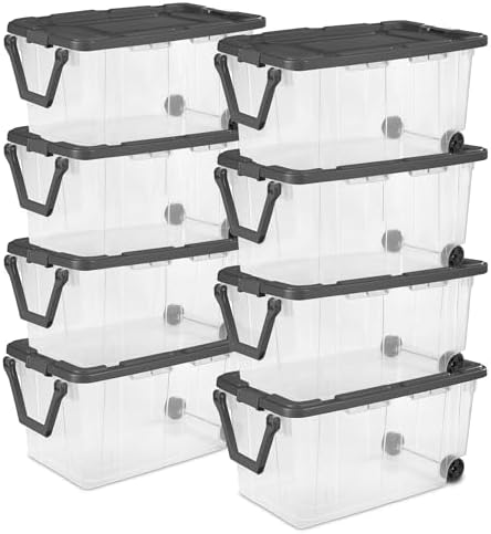 Sterilite Modular Stacker Box with Latching Lid, 40 Quart, 4-Pack by Sterilite
