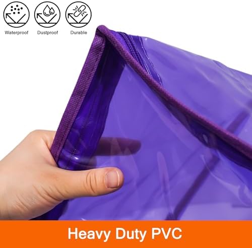 Vieshful Purple 40L Clear Clothes Storage Bag Colorful Clothes Organizer with Zipper Vinyl Storage Bag for Comforter, Blanket, Bedding, Duvet, Transparent Moving Totes 3 Pack - Image 3