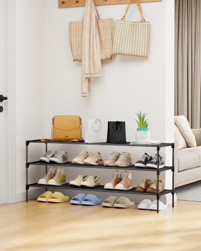 Kitsure Shoe Rack - Non-Woven Shoe Rack Shelf, 43.3" Wide - 3 Tier, Black - Image 2
