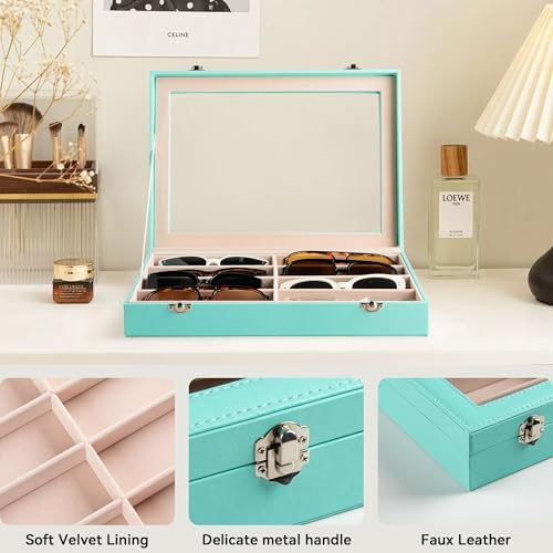 Frebeauty 8-Slot Sunglass Organizer,Sunglass Holder with Clear Lid - Image 5