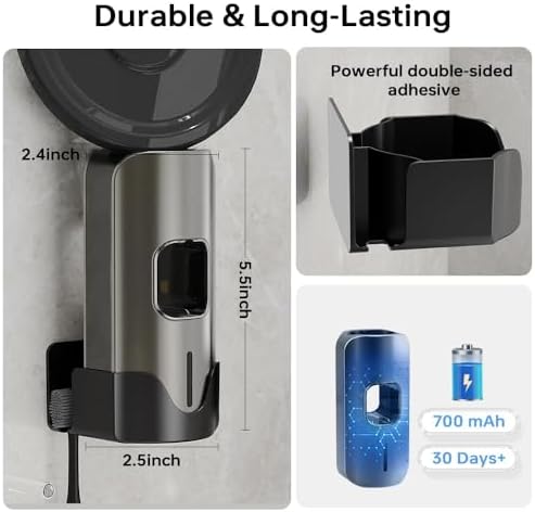 2 Toothbrush Holders, Automatic Toothpaste Dispenser Wall Mounted - Image 2