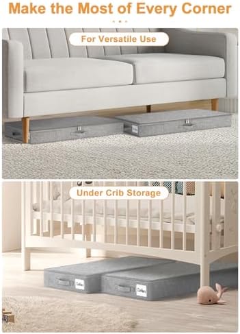 punemi 4 in High Sturdy Low Profile Under Bed Storage, 2 Pack, Grey - Image 4