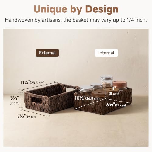 StorageWorks Wicker Baskets for Storage, Rectangle Basket, Brown Baskets - Image 3