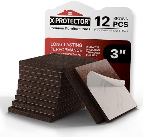 X-PROTECTOR Felt Furniture Pads - 12 PCS 3" - Felt Pads Floor Protectors by X-Protector