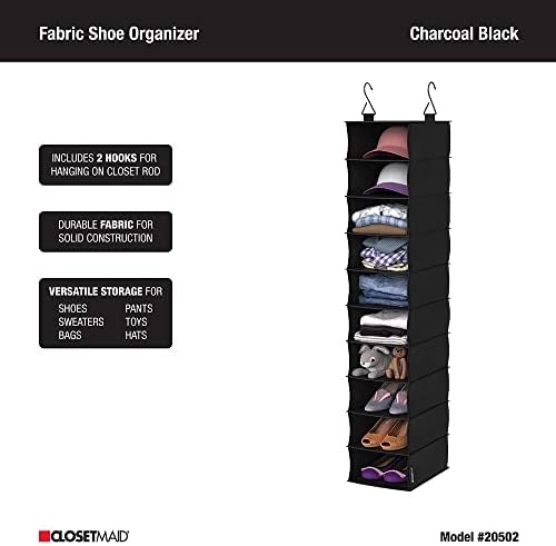 ClosetMaid 10-Shelf Fabric Hanging Shoe Storage Organizer for Closet, Charcoal Black - Image 5