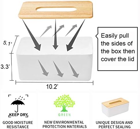 Pojah Wooden Rectangular Tissue Box Holder for Storage on Bathroom Vanity, Countertop, Bedroom Dresser (Medium, 10.2x5.1x3.3 inch) - Image 2