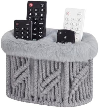 Remote Control Holder, Woven Plush Lined TV Remoter Holder Caddy by OPULANE