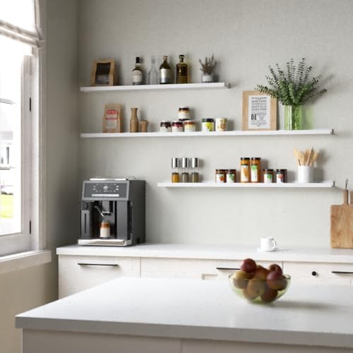 Boswillon Floating Shelves Set of 2, Long Wall Shelf with Lip, 48in, White - Image 2
