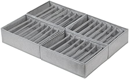 Qozary 4 Pack Drawer Organizers for Clothing, 8 Grids Foldable Closet Organizers and Storage Bins for Bedroom, Dresser Organizer Boxes for Thin T-shirts, Tank Tops, Camisoles, Tights, Leggings by Qozary