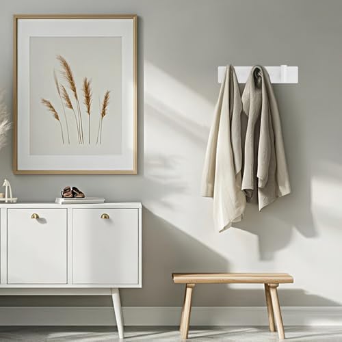 Bntuk Coat Rack Wall Mount - 3 Coat Hooks, Towel Racks for Bathroom Robes Bags Keys, Hat Rack Wall Towel Hooks Organizer (White) - Image 3