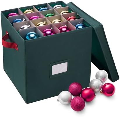 Elf Stor Christmas Ornament Storage Box, Green, 12” x 12” x 12” by ElfStor