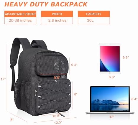 Bagenius Heavy Duty Mesh Backpack, 30L See Through Large Capacity Beach Bag - Image 3