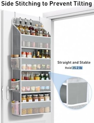 Yecaye Over the Door Organizer, Stuffed Animal Storage, Bathroom Organizers and Storage for Nursery Newborn Baby Essentials Stuff Dorm Room, Widen by 7cm, Deepen by 3cm, Grey 4 Tier Extra-Large - Image 3
