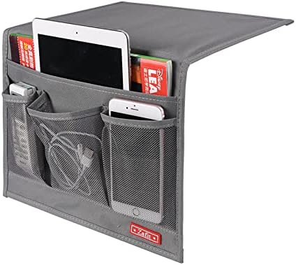 Zafit Bedside Storage Organizer, Table Cabinet Bedside Organizer Caddy for Remotes Phone Glasses (Classic 4 Pockets-Grey) by ZAFIT