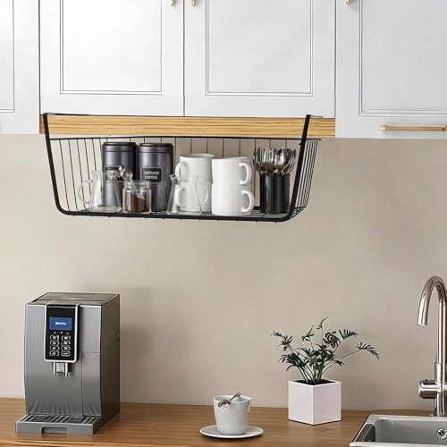 2Pcs Under Shelf Basket Metal Wire Under Cabinet Basket for Kitchen Pantry - Image 3
