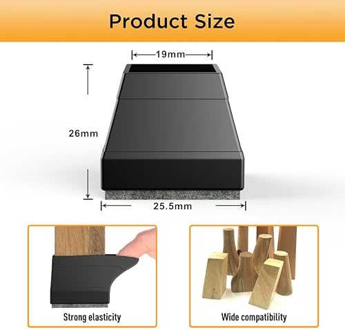 Square Chair Leg Protectors for Hardwood Floors.（Fit: 0.866" -1.14" Black）. - Image 3