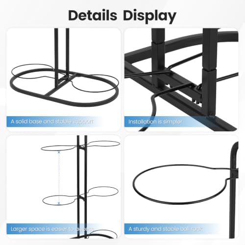 New Ball Storage Rack,Cube Ball Storage Holder，Basketball Football Holder Carbon Steel Heavy Duty Basketball Stand Painted Nail-Free Multi-Purpose Vertical Ball Rack (Double4) - Image 6
