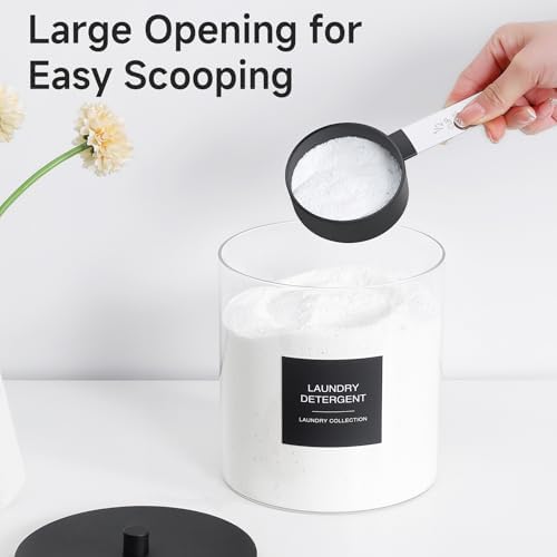 3 Pack Glass Jars and Acrylic Dryer Sheet Holder, Laundry Pods Container with Bamboo Lid and Measuring Cups for Laundry Room Organization, Powder Detergent Containers (Black) - Image 5