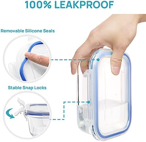 Vtopmart 8 Pack Glass Food Storage Containers with Lids Blue - Image 4