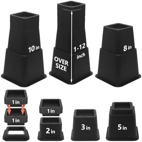 28 Pcs Bed Risers 12 inch Heavy Duty (Set of 4), Furniture Risers by HANIHUA