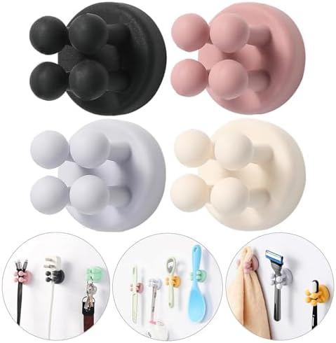 iBetterLife Good Grips Razor Holder - 4Pcs Silicone Toothbrush Holders for Shower Wall Mounted Self Adhesive Cute Dorm Room Bathroom Kitchen Organizer Storage Hook for Hanging Loofah Towel Tooth Brush by ZEZHOU