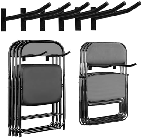 Garage Storage Mechanism Wall Mounted, Folding chair storage rack,Garden Tool Rack Manager Heavy-Duty Folding Chair, Suitablefor Car Tires, Ladders, Chairs, Strollers (Black (3-pack)) by MEIPEIQIZHI