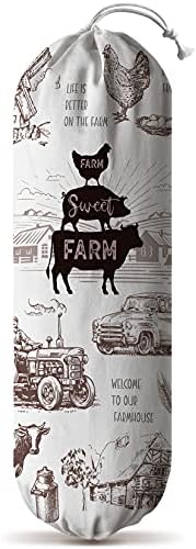 Hglian Grocery Plastic Bag Holder,Cow Rooster Plastic Bags Organizer Storage for Kitchen,Farmhouse Home Decor by Hglian