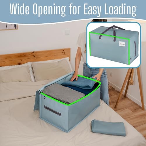 VENO 6 Pack Extra Large Heavy Duty Moving Bags with Wide Opening & Reinforced Handles, Reusable Storage Tote Bags with Strong Zippers for Clothes, College Dorm Essentials & Moving Supplies - Image 2