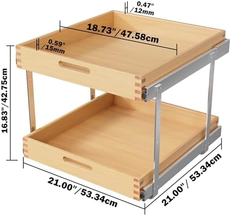 2 Tier Pull Out Drawers for Cabinets 21"W x 21"D, Farmeless&Farme - Image 2
