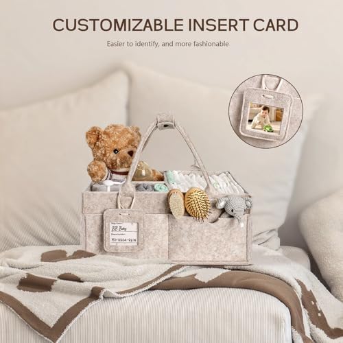 Diaper Caddy Organizer - Large Baby Caddy Organizer with Handle (Oatmeal) - Image 7
