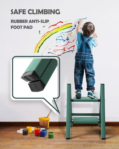 Taranta 2 Step Stool Foldable,Aluminum Step Ladder-Green - Image 4