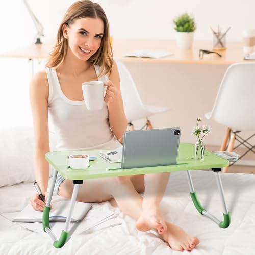 Lap Desk Bed Trays for Eating and Laptops Breakfast in Bed Tray for Sofa/Couch/Study/Reading/Writing with Cup Holder/Drawer On Low Sitting Floor Large Portable Foldable (Green) - Image 2